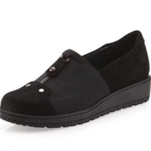 Stuart Weitzman | Black Goforth
Women Wedge Loafer Slip-On Shoes
Size 10.5